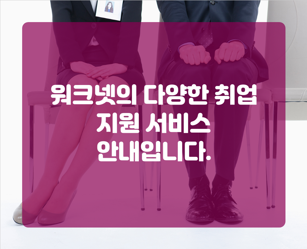 워크넷의 다양한 취업 지원 서비스 안내입니다.