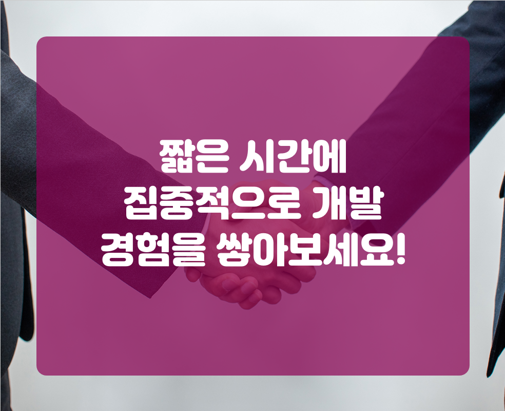 짧은 시간에 집중적으로 개발 경험을 쌓아보세요!