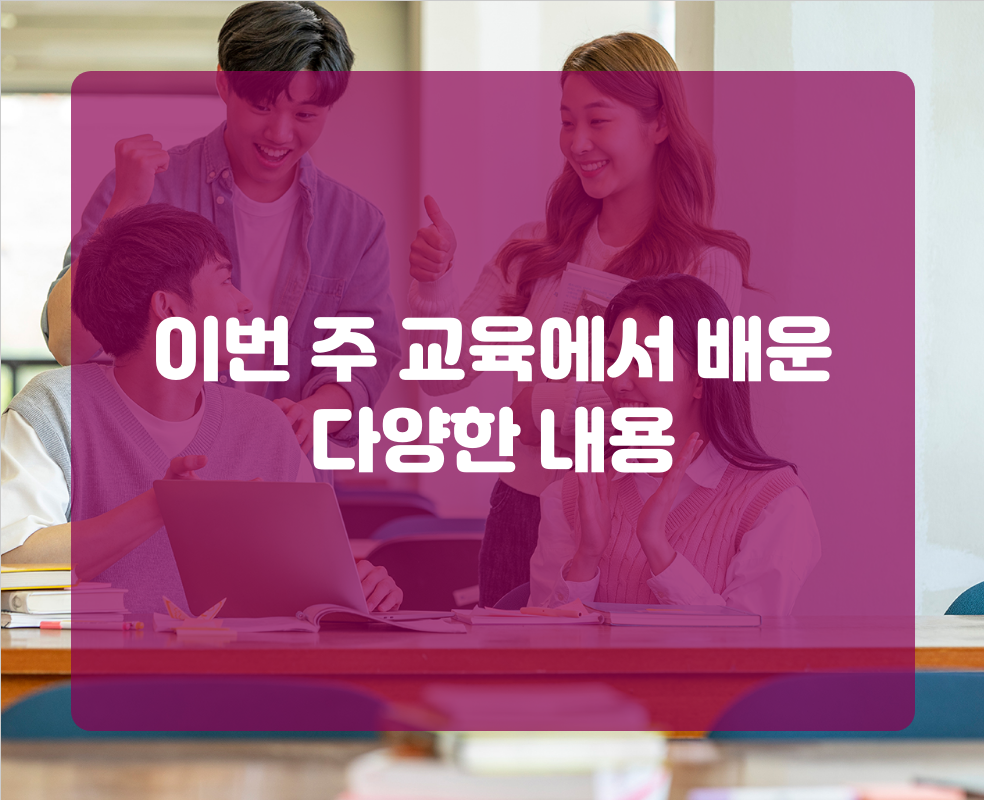 이번 주 교육에서 배운 다양한 내용