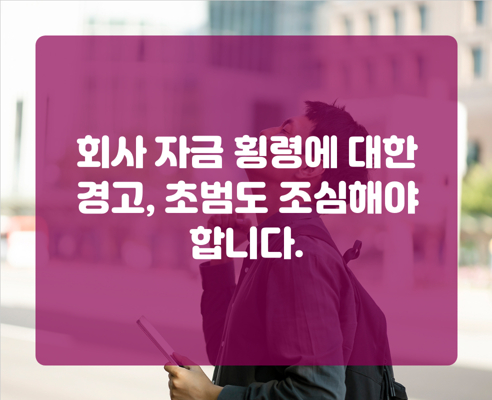 회사 자금 횡령에 대한 경고, 초범도 조심해야 합니다.